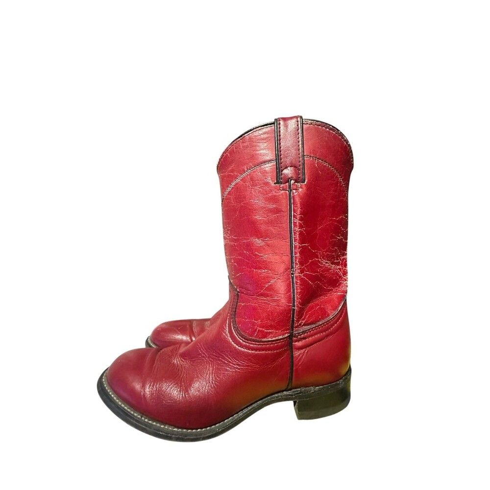 Vintage Rodeo Drive Womens Red Burgundy Size 7 M Western Boots Made USA Distress